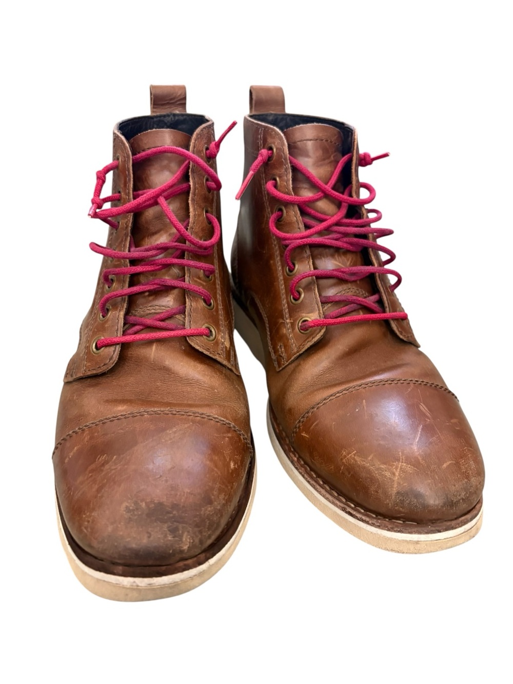 HELM "The Lou" Brown Leather Cap-Toe Boot Blucher Size 8 Men's